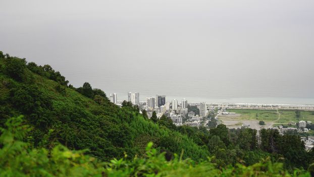 View of Batumi bay and cityscape in Georgia with skyline on sunny day