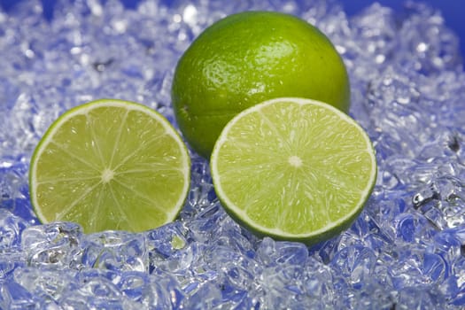 fresh lime on cold ice