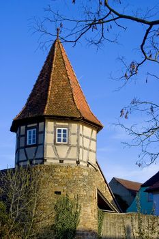 old tower in the city of Prichsenstadt