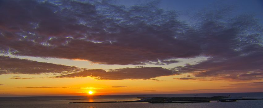 Heligoland - look on the island dune - sunrise over the sea