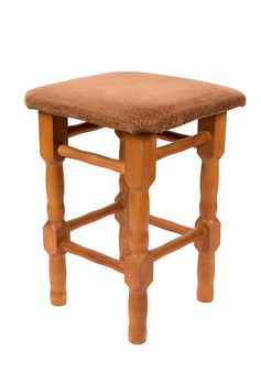 Wooden stool isolated on white background with clipping path