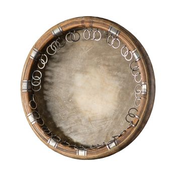ancient Asian drum musical instrument on white background. dutar.