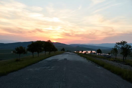 Georgia,  road to the village of Udabno and David Gareja Monastery, which is a UNESCO-listed site.