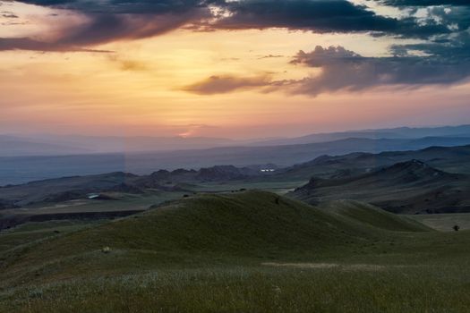 Georgia, the area around the village of Udabno and David Gareja Monastery, which is a UNESCO-listed site. There are only steppes and mountains within 30 km of Udabno. Going to the monastery we can see such views everywhere.