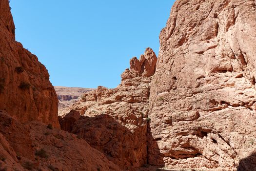 Todra Gorge, a canyon in the High Atlas Mountains in Morocco, near the town of Tinerhir. One of the most spectacular canyons in the world, In some places the walls of the ravine reach a height of 400m