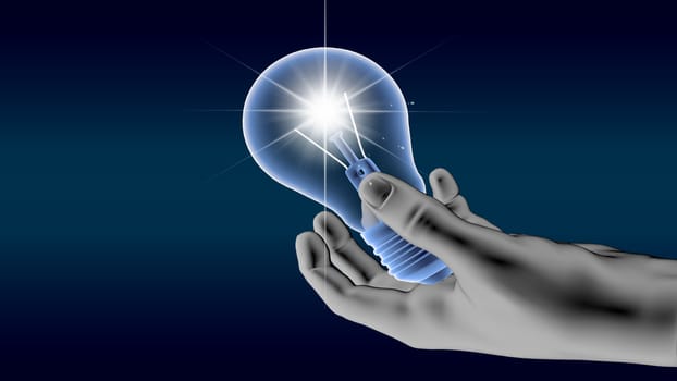 Hand holding light bulb bulb in hand  idea concept