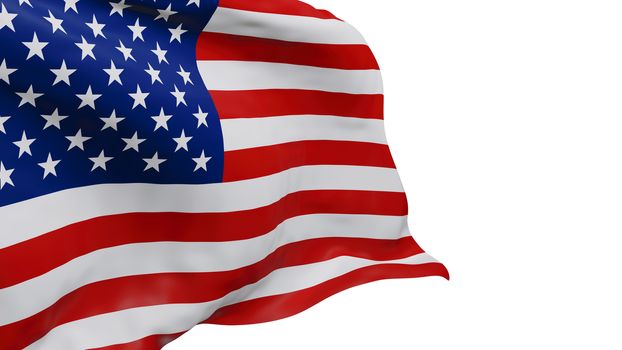 USA or American flag isolated on white background with clipping path 3D render