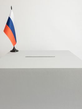 Ballot box with national flag of Russia. Presidential election in 2018