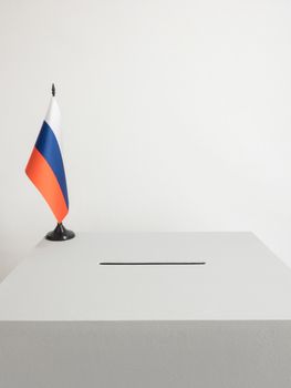 Ballot box with national flag of Russia. Presidential election in 2018