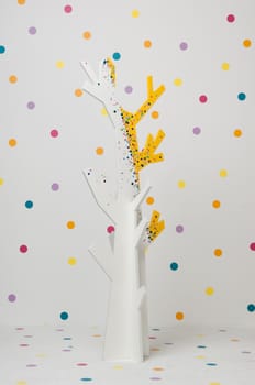 homemade baby beautiful wooden tree on a white background