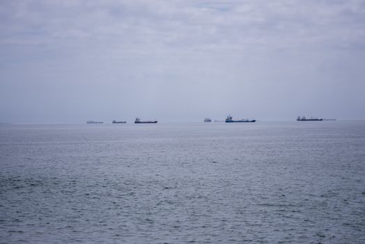 Cargo ships on ocean