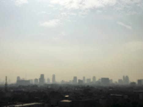 Blurred background of city at bangkok thailand in the morning