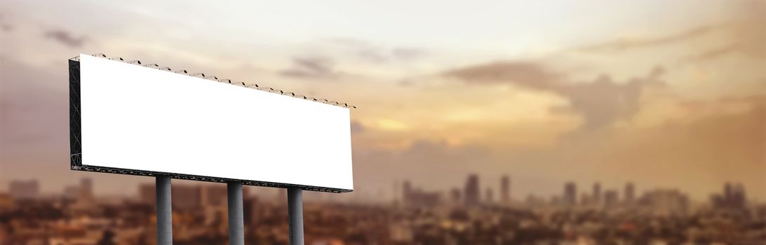 Blank billboard at twilight for design work