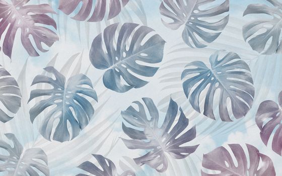 Monstera leaves pattern background design tropical summer