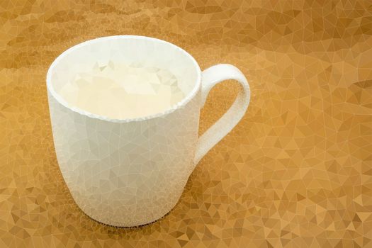 The Abstract Triangles line of a glass of milk on brown background with space for put text