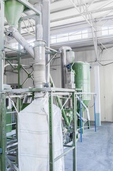 factory equipment for processing and recycling of plastic bottles. PET recycling plant