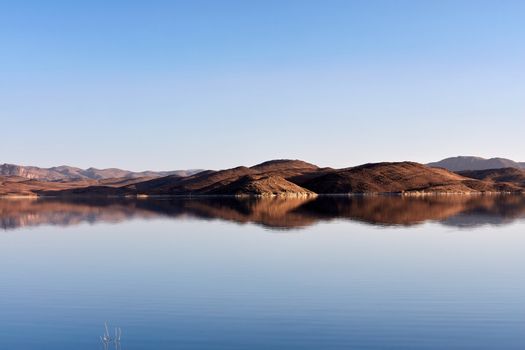 Artificial lake Al-Mansur az-Zahabi near Warzazat, south of Morocco