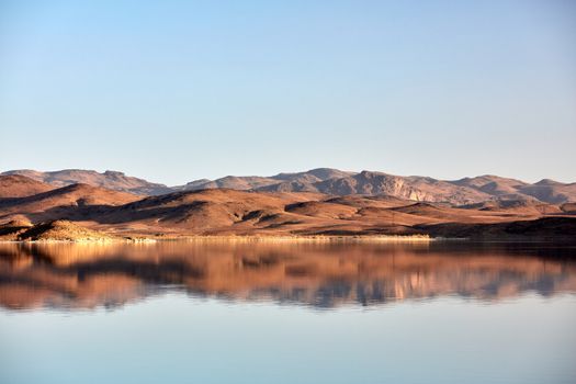 Artificial lake Al-Mansur az-Zahabi near Warzazat, south of Morocco