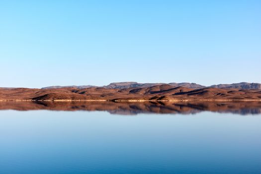 Artificial lake Al-Mansur az-Zahabi near Warzazat, south of Morocco