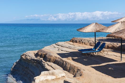 Sidari, Corfu Island, Greece. Sunny day with no people on Canal D’amour Beach.