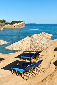 Sidari, Corfu Island, Greece. Sunny day with no people on Canal D’amour Beach.