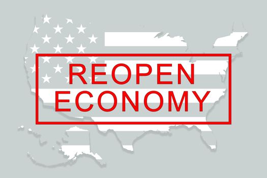 Concept of Opening US economy, reopen United States or American economic activity - back to work after the business lockdown due to covid-19 or coronavirus pandemic