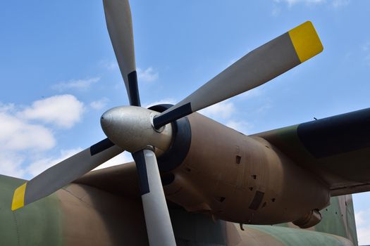 Large engine of a military c-160 transall cargo aircraft, Pretoria, South Africa