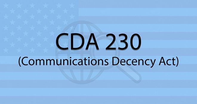 Concept showing of CDA section 230 or Communications Decency Act with US flag as background
