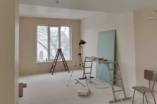 Room renovation with some painting tools available, Sofia, Bulgaria