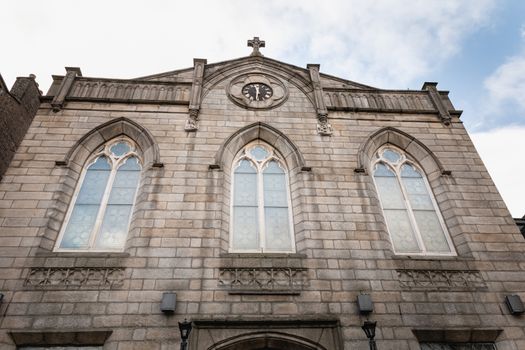 Dublin, Ireland - February 16, 2019: Facade of the Smock Alley Theater in the city center on a winter day