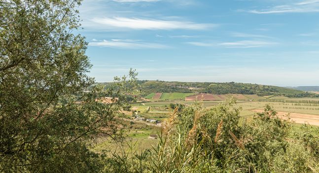 view of the Portuguese countryside from Obidos, Portugal on a spring day