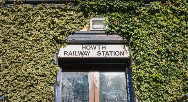 Howth near Dublin, Ireland - February 15, 2019: View of the Howth railway station DART on a winter day