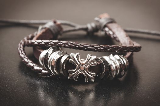 Close up bracelet for men, men accessories in casual style.