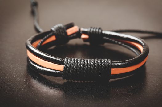 Close up bracelet for men, men accessories in casual style.