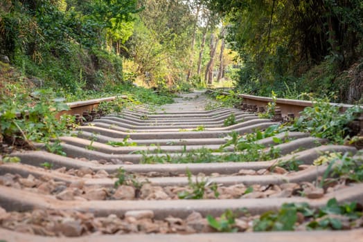 Empty abandoned railway track in Chengdu, Sichuan province, China