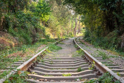 Empty abandoned railway track in Chengdu, Sichuan province, China