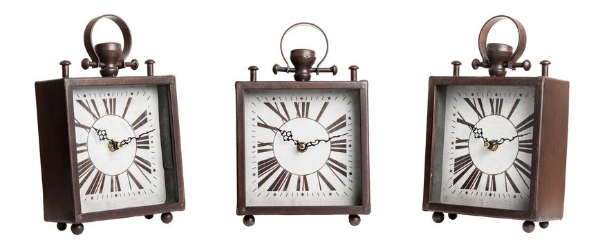 vintage style of desktop clock isolated on white background