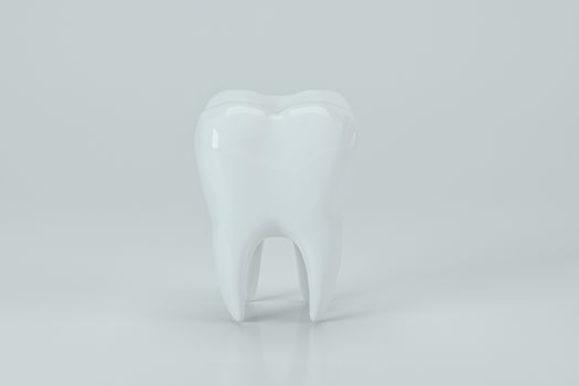 White tooth with white background, 3d rendering. Computer digital drawing.