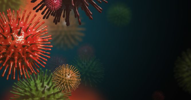 Virus background with copy space 3D Render