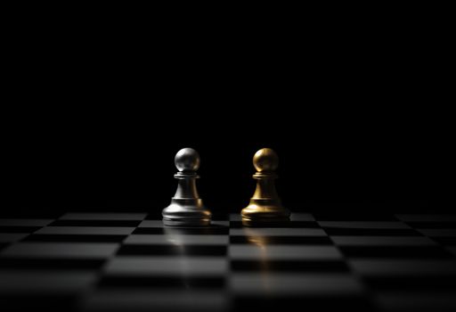 battle of pawn on the chess board