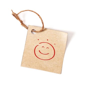 smile icon paper tag on white background