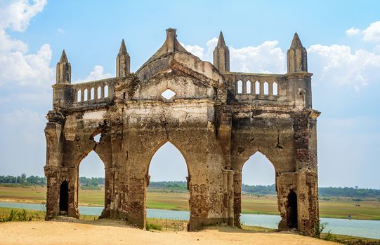 Ruins of old French Rosary church, Settihalli, Karnataka