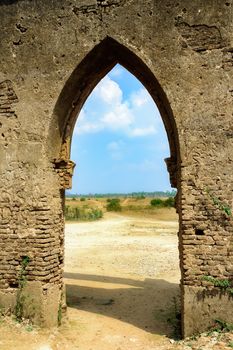 Ruins of old French Rosary church, Settihalli, Karnataka