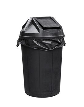bin for waste, black plastic trash, garbage, junk bin for recycle