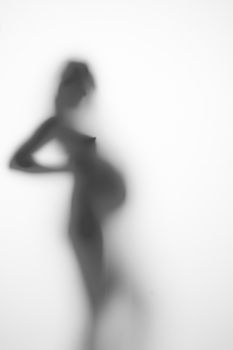 silhouette of a pregnant woman from the side on a light background