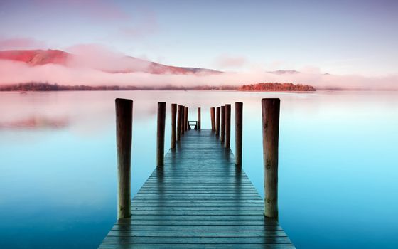 Ashness pier is a landing stage on the banks of Derwentwater, Cumbria in the English Lake District national park.