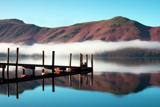 Derwentwater landing stage is on the banks of Derwentwater, Cumbria in the English Lake District National Park.