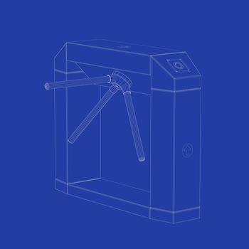 3D wire-frame model of electronic turnstile
