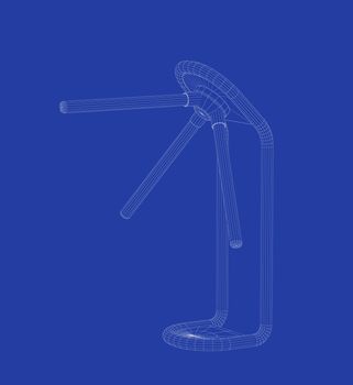 3D wire-frame model of turnstile