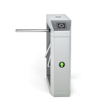 Automatic turnstile on white background
